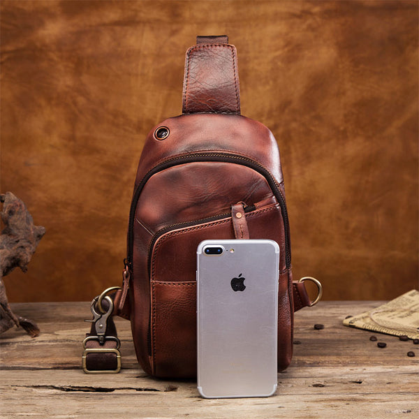 Cool Leather Vintage Chest Bags Sling Bag Crossbody Bag Travel Bag Sling Hiking Bag For Men - iwalletsmen