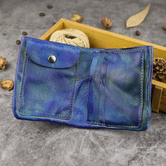 Blue Leather Bifold Wallets For Men Mens Wallet With Coin Pocket Male Wallet With Coin Pocket