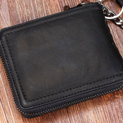 Handmade Leather Mens Chain Biker Wallet Cool Leather Wallet Bifold billfold Wallets