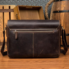 Cool Dark Coffee Leather 13 inches Postman Bag Messenger Bags Side Bag for Men - iwalletsmen