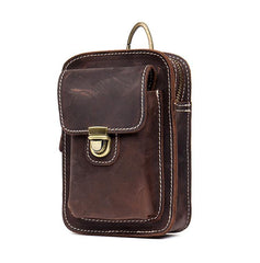Dark Brown Leather Mens Cool Brown Waist Bag Phone Bag Belt Pouch Belt Bag For Men - iwalletsmen