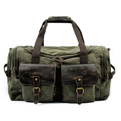 Cool Canvas Leather Mens Retro Large Green Travel Weekender Bag Duffle Bag for Men - iwalletsmen
