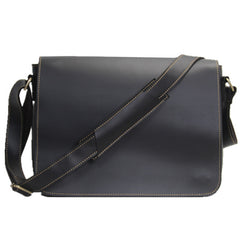 Casual Black Leather Mens 11 inches Courier Bags Messenger Bag Vintage Brown Postman Bags For Men - iwalletsmen