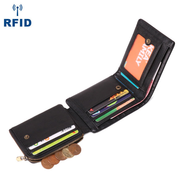 Vintage Brown Trifold Leather Men's Small Wallet RFID Black billfold Wallet For Men - iwalletsmen