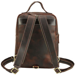 Cool Leather Coffee Mens Backpack Vintage School Backpack Laptop Backpack for Men - iwalletsmen