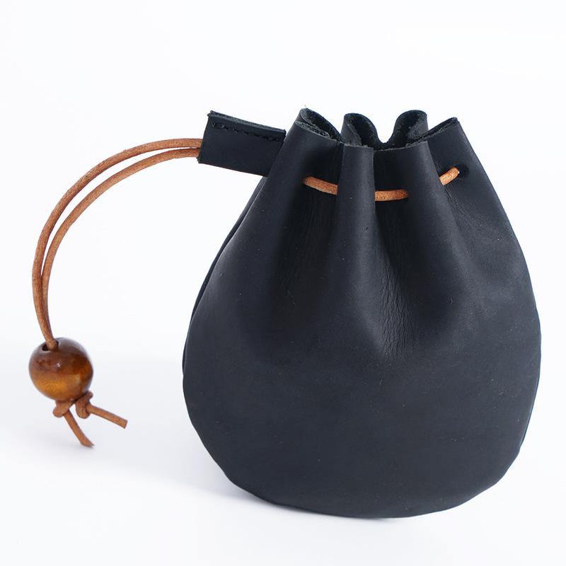 Leather Drawstring Coin Bag