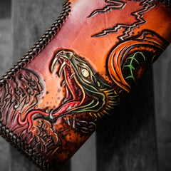 Handmade Leather Prajna Ghost Mens Chain Biker Wallet Cool Leather Wallet With Chain Wallets for Men