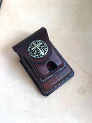 Cool Brown Leather Mens Cigarette Case Cigarette Holder Lighter Case Pouch with Belt Loop for Men - iwalletsmen