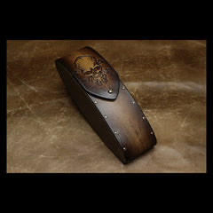 Handmade Mens Womens Tooled SKull Wooden Leather Glasses Case Glasses Box Glasses Holder Eyeglass Case