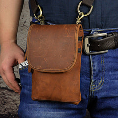 Mens Leather Small Belt Pouch Side Bag Waist Pouch Holster Belt Cases for Men - iwalletsmen