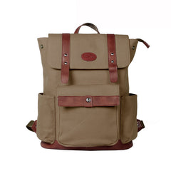 Black Fashion Canvas Leather Mens Laptop Backpack College Backpack Travel Backpack for Men - iwalletsmen