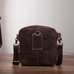 Coffee Leather Mens Small Messenger Bag Cool Mini Side Bag Belt Bag for men - iwalletsmen