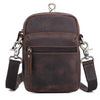 Brown Leather Small Waist Bag Belt Pouch Vertical Mini Shoulder Bag Belt Bag Side Bag For Men - iwalletsmen