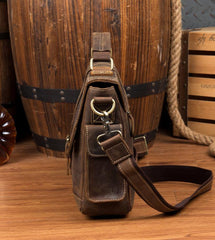 Cool Dark Brown Leather Mens 14 inches Briefcase Laptop Bags Business Side Bag Work Bag for Men - iwalletsmen