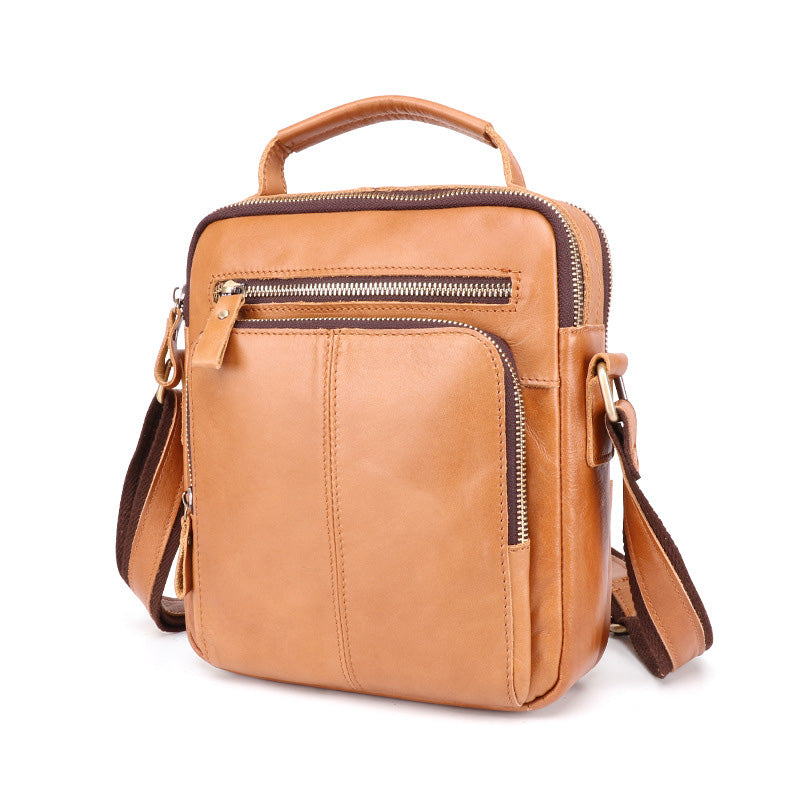 Cool Brown Leather Men's Small Vertical Side Bag Blue Vertical Messenger Bag For Men - iwalletsmen