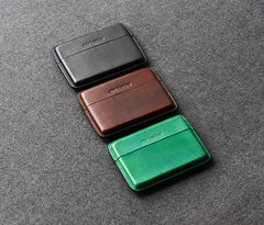 Handmade Black Leather Slim Mens 10pcs Cigarette Holder Case Cool Custom Cigarette Case for Men - iwalletsmen