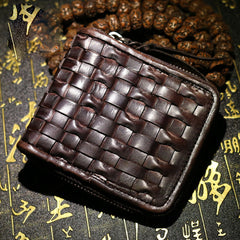 Handmade Leather Braided Mens billfold Wallet Cool Leather Wallet Slim Wallet for Men