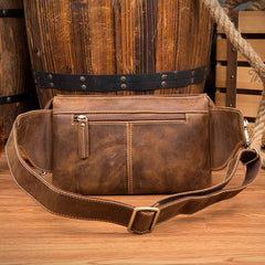 Cool Light Brown Leather Fanny Pack Mens Belt Bags Waist Bags Hip Pack Bumbag for Men - iwalletsmen