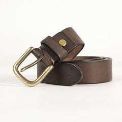 Cool Genuine Leather Vintage Simple Leather Belt Mens Khaki Belt Men Brown Leather Belt for Men - iwalletsmen