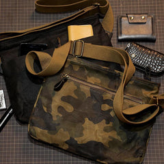 Camouflage Canvas Mens Small Courier Bag Messenger Bag Black Postman Bag For Men - iwalletsmen
