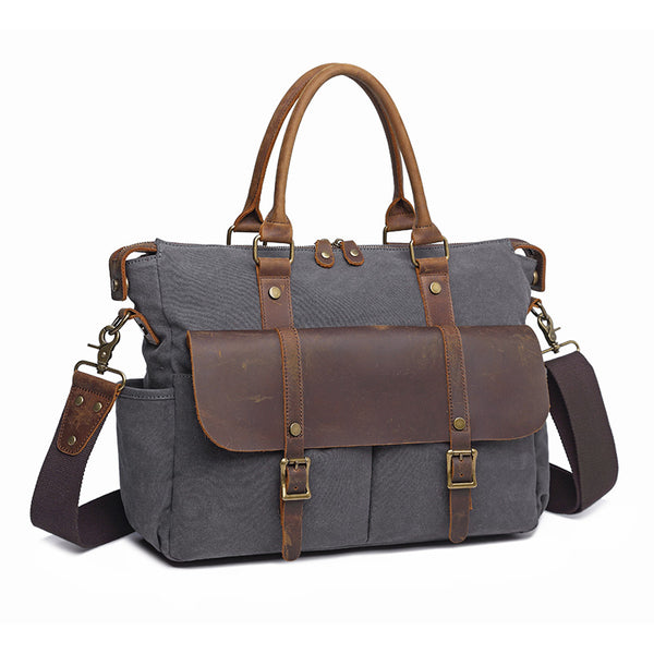 Canvas Leather Mens Womens Handbag Briefcase Bag Side Bag Travel Bag for Women - iwalletsmen