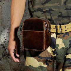 Mens Leather Small Belt Pouch Side Bag Waist Pouch Holster Belt Case for Men - iwalletsmen
