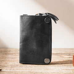 Black Leather Mens Key Holder Wallet Car Key Wallet Key Holder Card Holder For Men - iwalletsmen