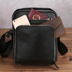 BADASS Black LEATHER MENS Ipad Vertical SIDE BAG COURIER BAG Vertical MESSENGER BAG FOR MEN - iwalletsmen