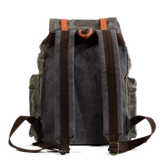 Gray Waxed Canvas Mens Waterproof Large 14‘’ Hiking Backpack Travel Backpack Computer Backpack College Backpack for Men - iwalletsmen