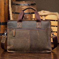 Leather Mens 13 inches Briefcase Dark Brown Laptop Bags Business Bags Work Bags for Men - iwalletsmen