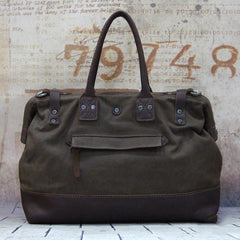 Vintage Leather Canvas Mens Handbag Briefcase Doctor Bag Briefcase For Men - iwalletsmen