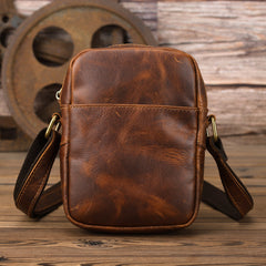 Black LEATHER MEN'S Small Side bag Brown Vertical Phone Bag MESSENGER BAG Courier Bag FOR MEN - iwalletsmen