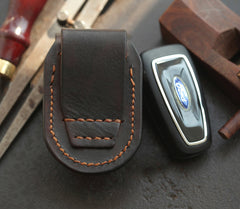 Dark Brown Handmade Genuine Leather Mens Car Key Case Car Key Holder For Men - iwalletsmen