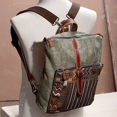 Vintage Canvas Leather Travel Bag Mens Backpack Canvas Canvas School Bag for Men - iwalletsmen