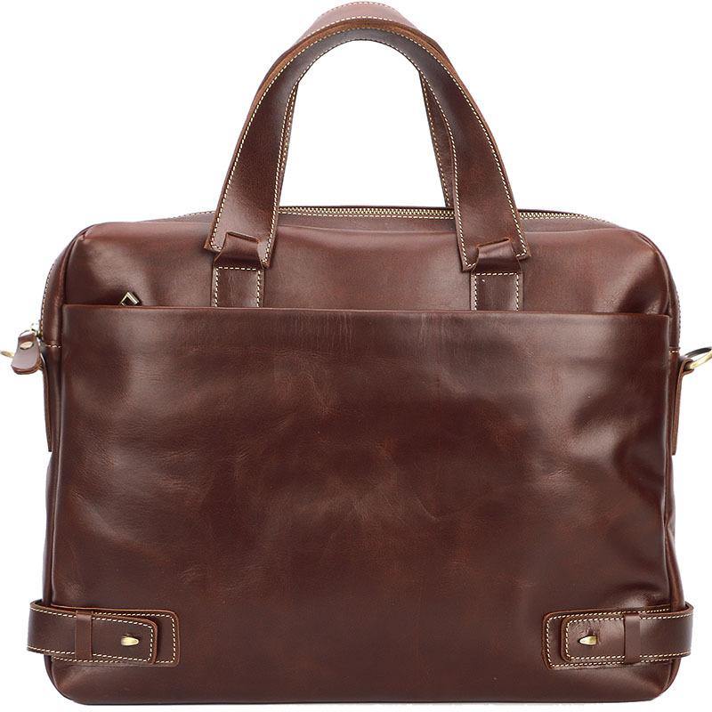 Vintage Maroon Mens Leather Briefcase Work Handbag Brown 14'' Laptop Briefcases For Men - iwalletsmen
