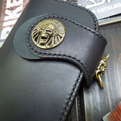 Handmade Leather Biker Wallet Mens Cool Chain Wallet Trucker Wallet with Chain