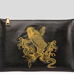 Handmade Leather Mens Cool Embroidery Wallet Zipper Clutch Wristlet Wallet for Men - iwalletsmen