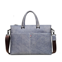 Brown Leather Men 13 inches Vintage Briefcase Handbag Gray Brown Laptop Handbag Side Bag For Men - iwalletsmen
