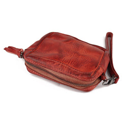 Vintage Leather Brown Men's Coin Wallet Black Wristlet Change Wallet Card Holder For Men - iwalletsmen