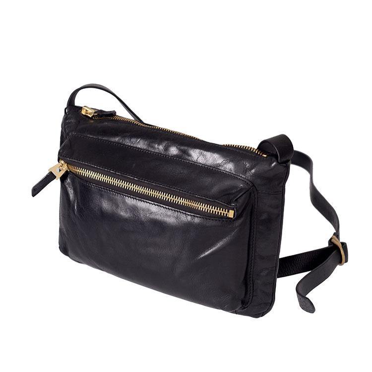 Cool Black Wrinkled Leather Men Postman Bag Side Bag Coffee Messenger Bag Courier Bag For Men - iwalletsmen