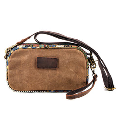 Cool Canvas Mens Green Clutch Bag Mini Side Bag Gray Small Messenger Bag For Men - iwalletsmen