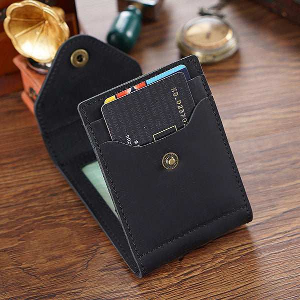 Leather Small Mens Wallet Zipper billfold Front Pocket Wallet Driver's License Card Wallet for Men - iwalletsmen