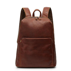 Black Mens Leather 14 inches School Laptop Backpack Brown Satchel Backpack for Men - iwalletsmen