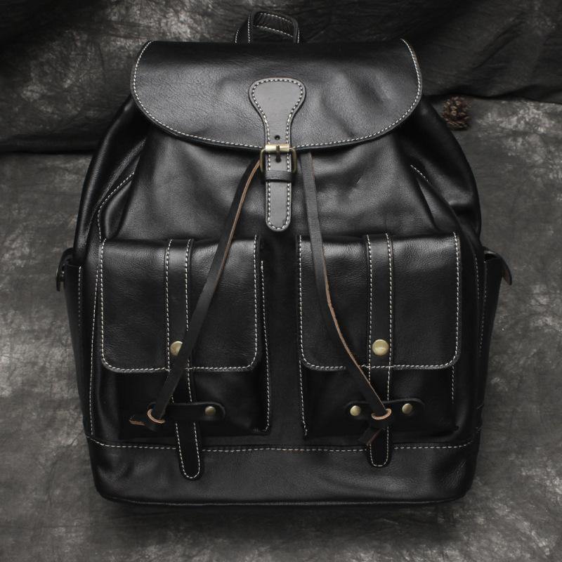 Fashionable Brown Leather Men's Backpack College Backpack 14inch Laptop Backpack For Men and Women - iwalletsmen
