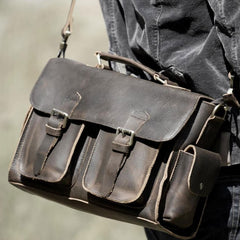 Genuine Leather Mens Cool Messenger Bag Briefcase Work Bag Business Bag for men