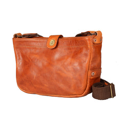 Casual Tan Leather Mens 8 inches Postman Bag Side Bag Brown Leather Messenger Bags Courier Bag For Men - iwalletsmen