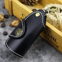 Cool Black Leather Men's Key Wallet Car Key Red Holder Key Holder For Men - iwalletsmen
