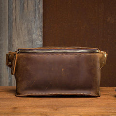 Cool Brown Leather Mens Fanny Packs Waist Bag Hip Pack Belt Bag Bumbag for Men - iwalletsmen