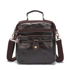 Coffee LEATHER MEN'S Small Vertical Side Bag Messenger Bag Coffee Briefcase Handbag FOR MEN - iwalletsmen