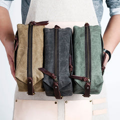 Large Canvas Green Mens Clutch Bag Zipper Wristlet Bag Phone Purse for Men - iwalletsmen